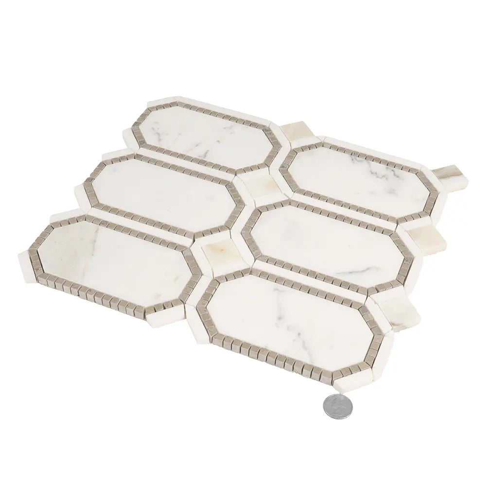 Calacatta Gold Octagon With Lagos Azul Dots | Tile Club