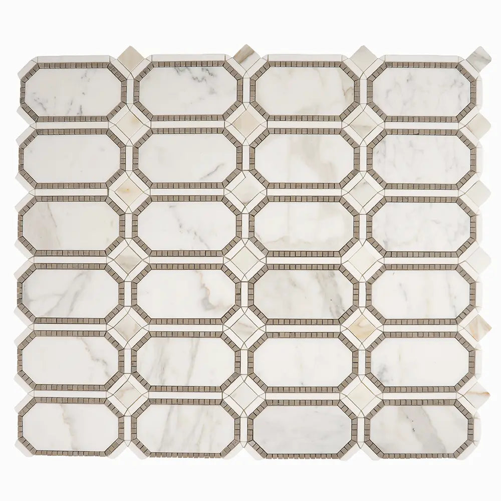 Calacatta Gold Octagon With Lagos Azul Dots | Tile Club