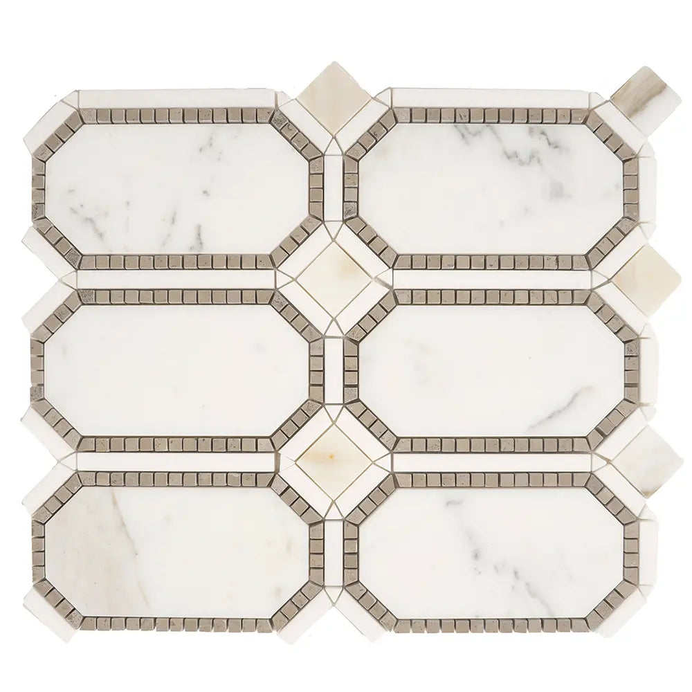 Calacatta Gold Octagon With Lagos Azul Dots | Tile Club