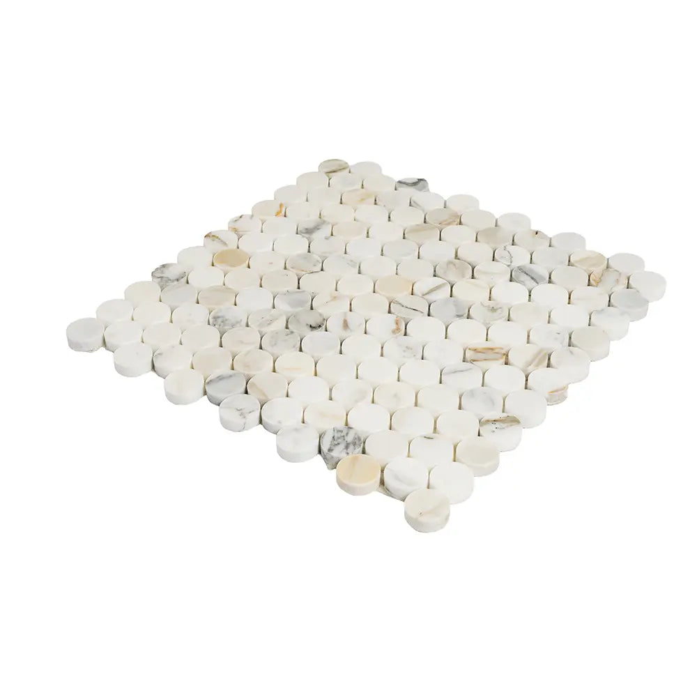 Calacatta Gold Marble 1.2" Penny Tile Polished | Tile Club