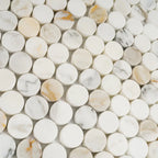 Calacatta Gold Marble 1.2" Penny Tile Polished | Tile Club