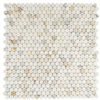 Calacatta Gold Marble 1.2" Penny Tile Polished | Tile Club