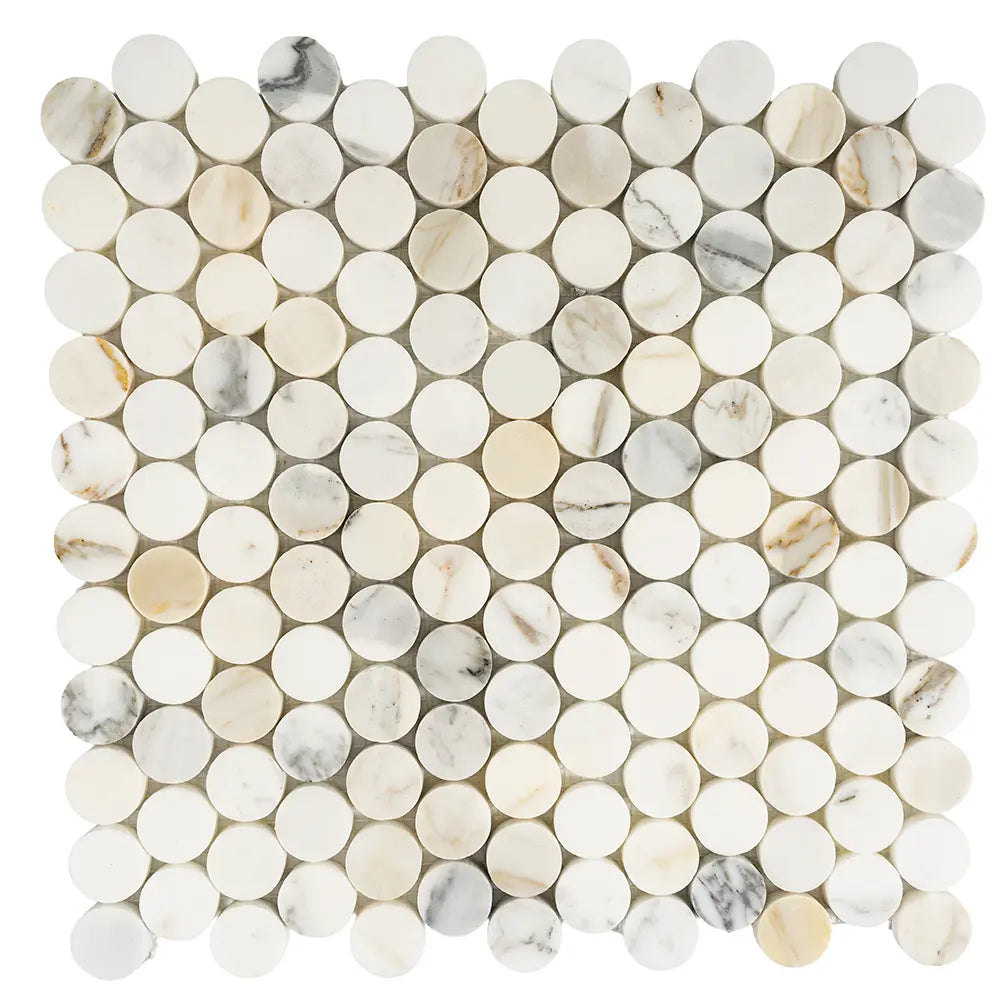 Calacatta Gold Marble 1.2" Penny Tile Polished | Tile Club