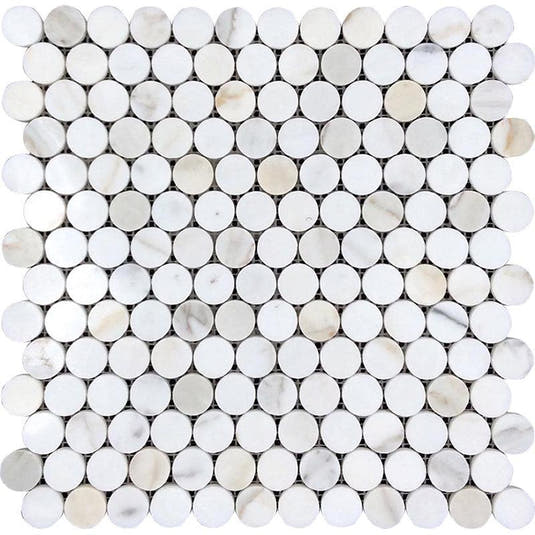 Calacatta Gold Marble 1.2" Penny Tile Polished Sample
