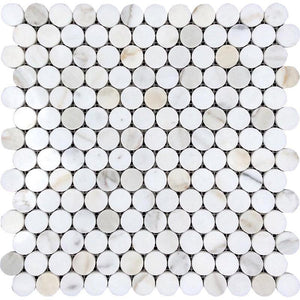 Calacatta Gold Marble 1.2" Penny Tile Polished Sample