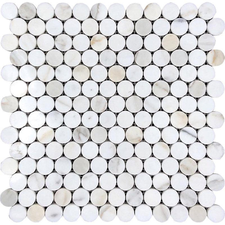 Calacatta Gold Marble 1.2" Penny Tile Polished Sample