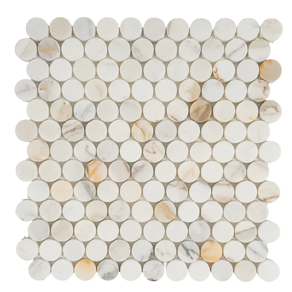 Calacatta Gold Penny Tile Honed | Tile Club