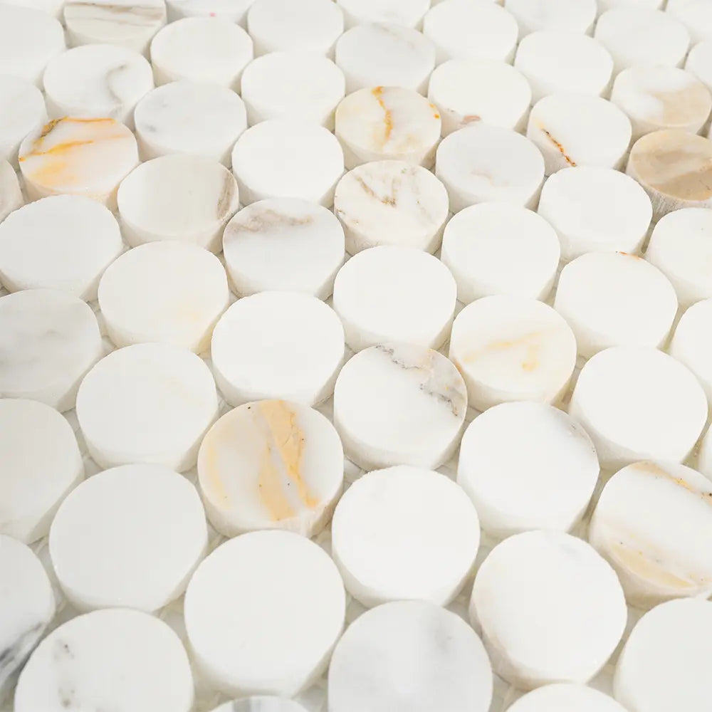 Calacatta Gold Penny Tile Honed | Tile Club