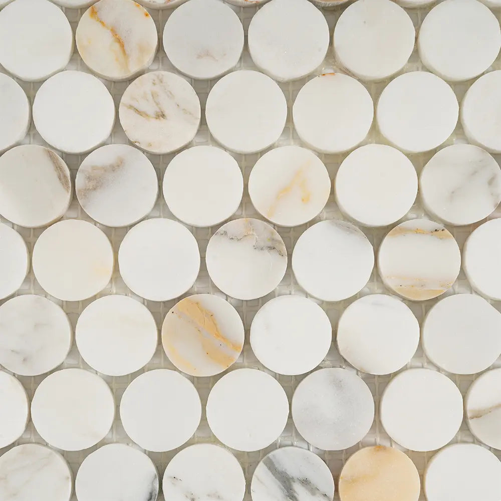 Calacatta Gold Penny Tile Honed | Tile Club