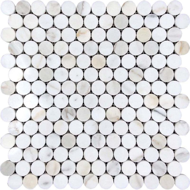 Calacatta Gold Penny Tile Honed Sample