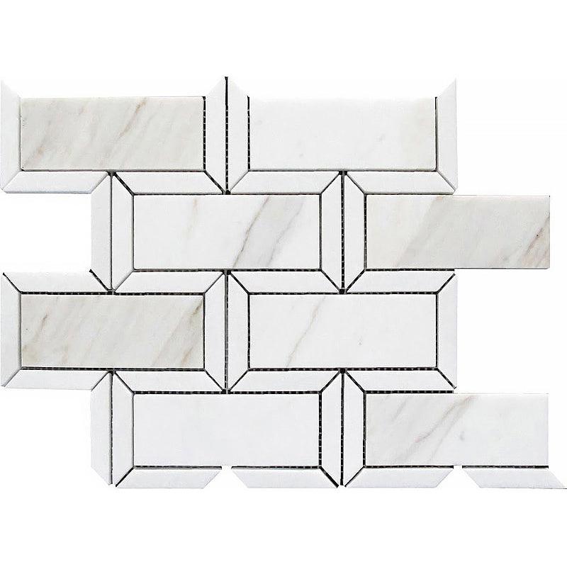 Calacatta Gold & Thassos Bricks Mosaic Tile Sample