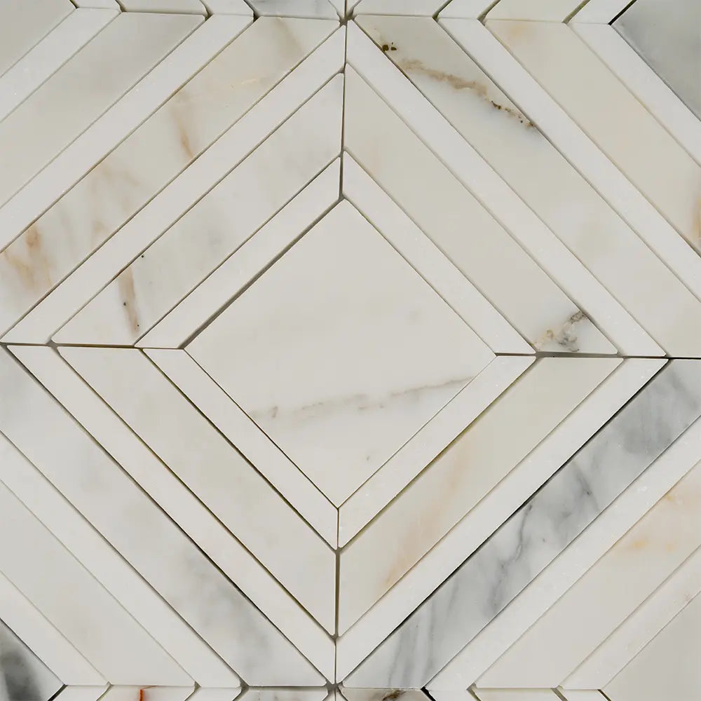 Calacatta Gold Diamond & Square Mosaic Tile | Tile Club