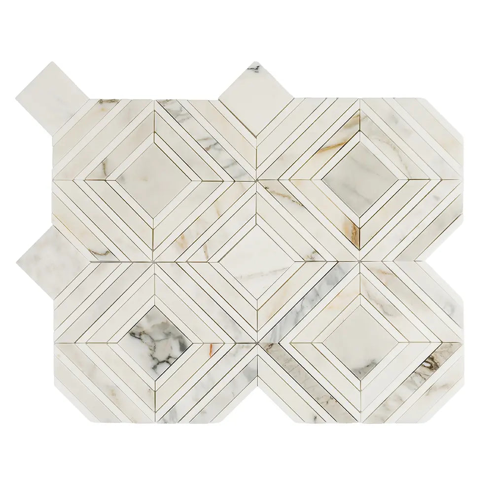 Calacatta Gold Diamond & Square Mosaic Tile | Tile Club