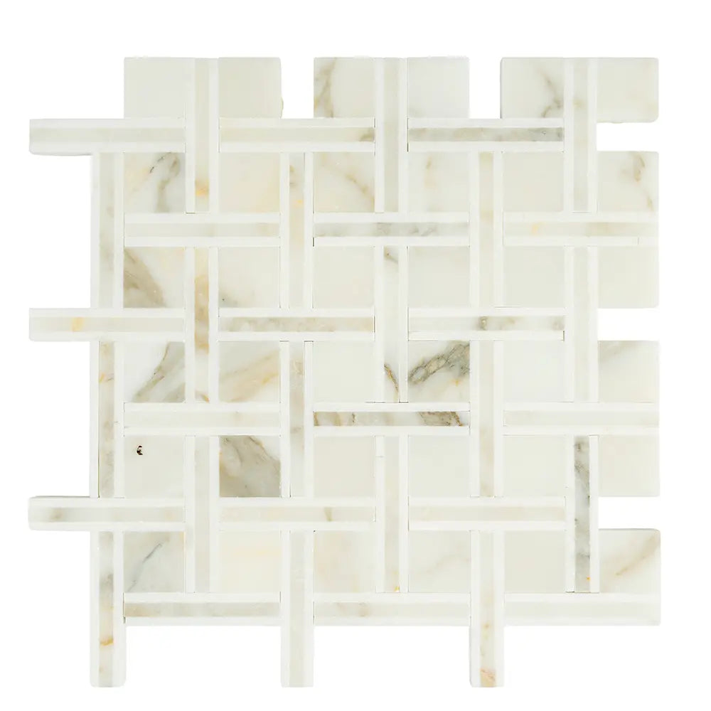 Calacatta Gold Basket Pattern Mosaic Tile