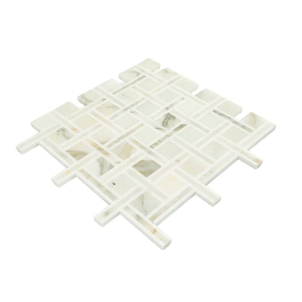 Calacatta Gold Basket Pattern Mosaic Tile