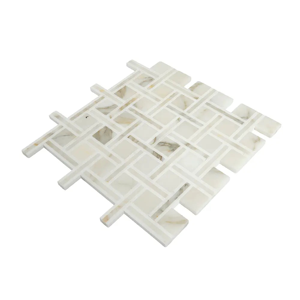 Calacatta Gold Basket Pattern Mosaic Tile