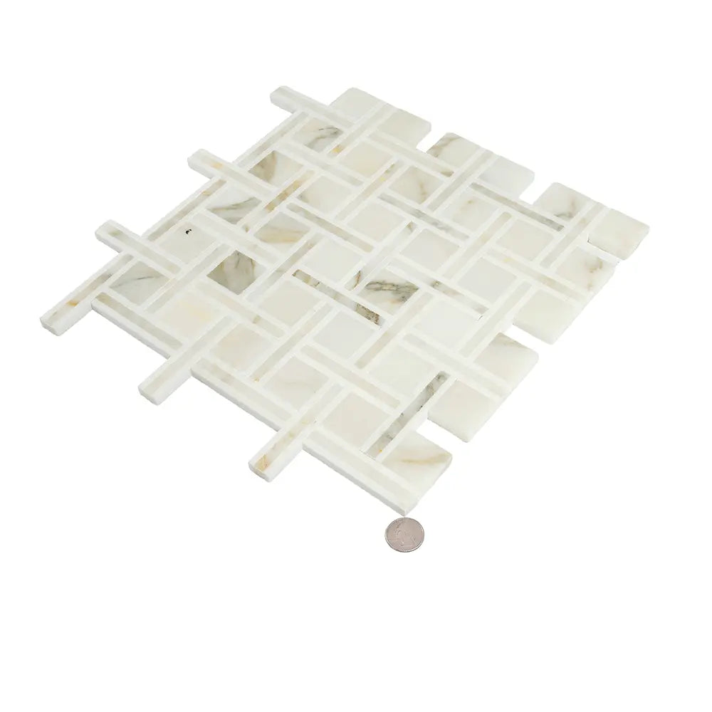 Calacatta Gold Basket Pattern Mosaic Tile