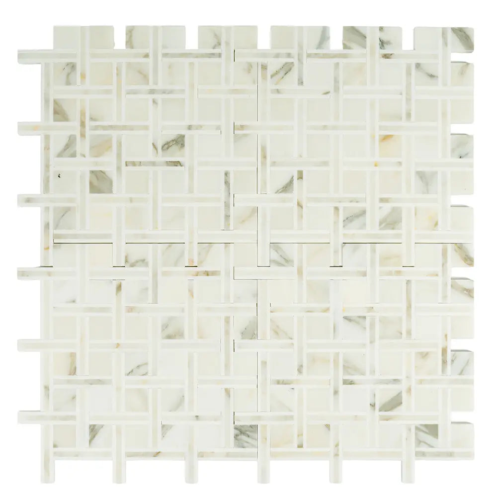 Calacatta Gold Basket Pattern Mosaic Tile