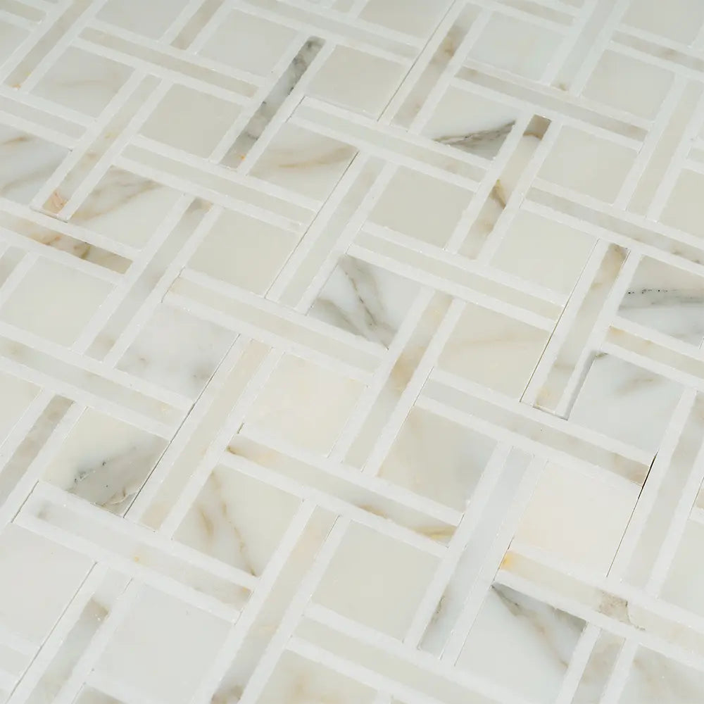 Calacatta Gold Basket Pattern Mosaic Tile