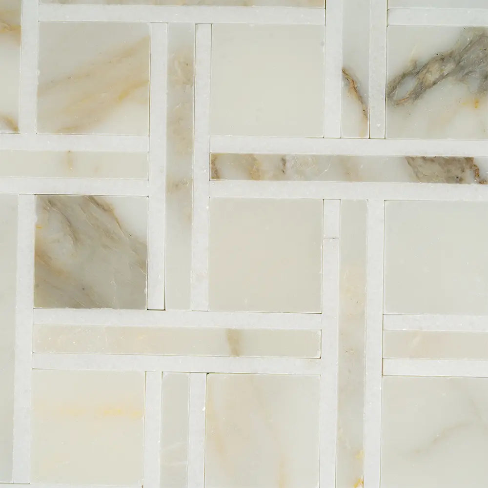 Calacatta Gold Basket Pattern Mosaic Tile