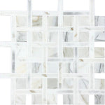 Calacatta Gold Basket Pattern Mosaic Tile Sample
