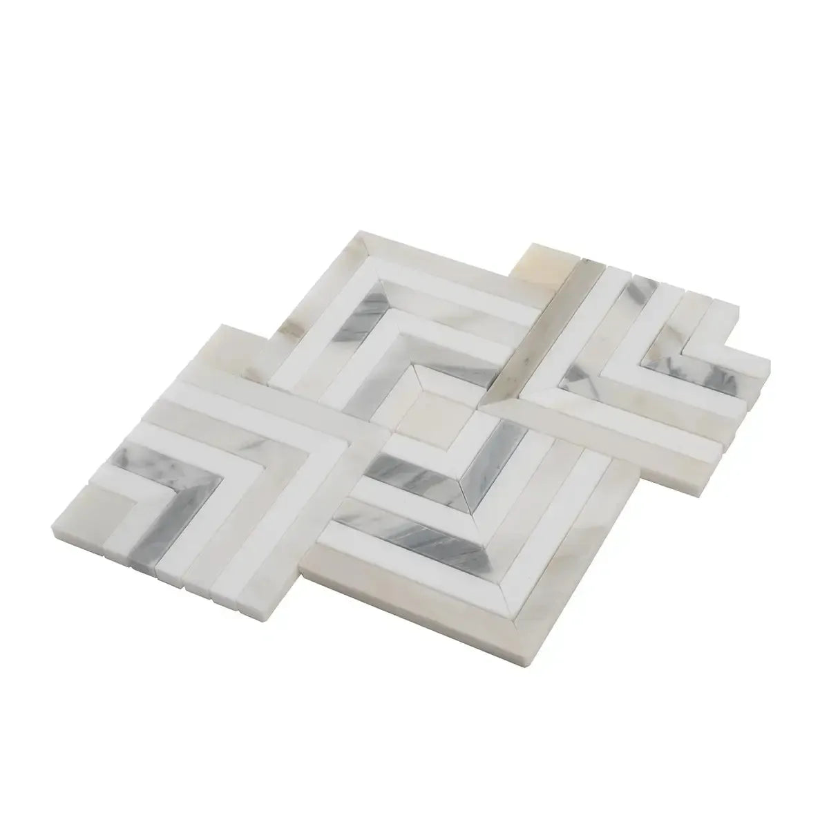 Square Weave Calacatta Gold & Thassos Mosaic Tile | Tile Club