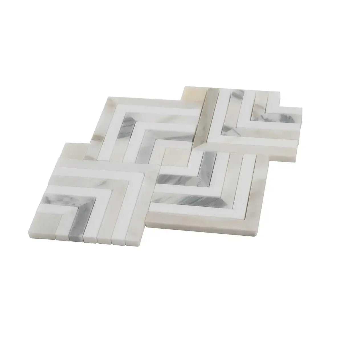 Square Weave Calacatta Gold & Thassos Mosaic Tile | Tile Club