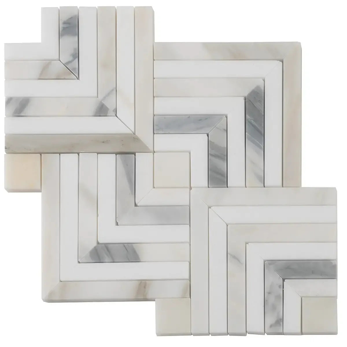 Square Weave Calacatta Gold & Thassos Mosaic Tile | Tile Club