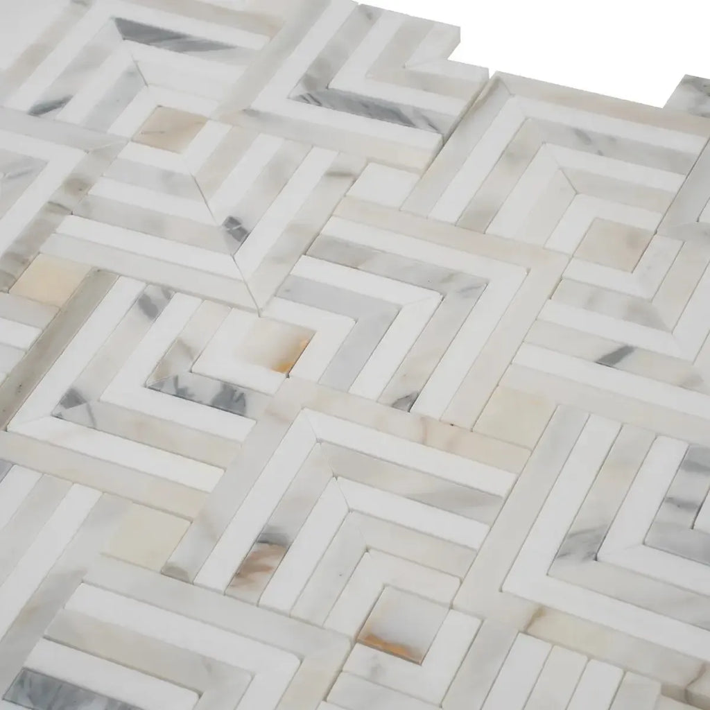 Square Weave Calacatta Gold & Thassos Mosaic Tile | Tile Club