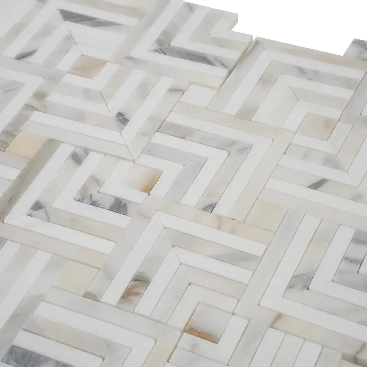 Square Weave Calacatta Gold & Thassos Mosaic Tile | Tile Club