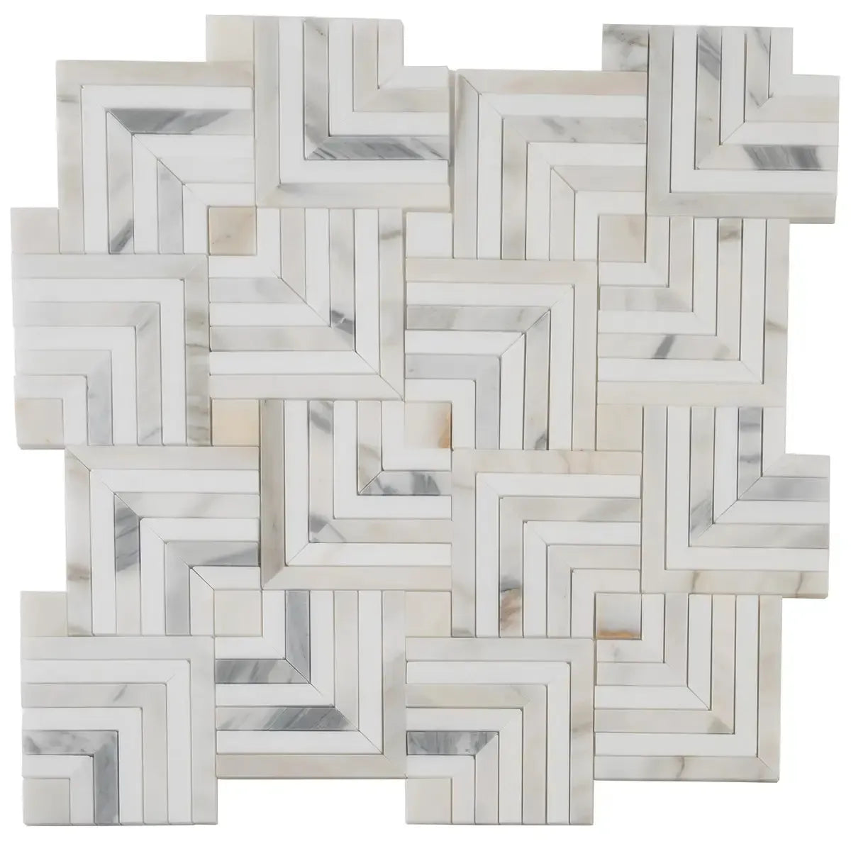 Square Weave Calacatta Gold & Thassos Mosaic Tile | Tile Club