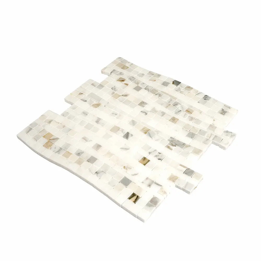 Calacatta Gold Waterfall Marble Mosaic Tile | Tile Club