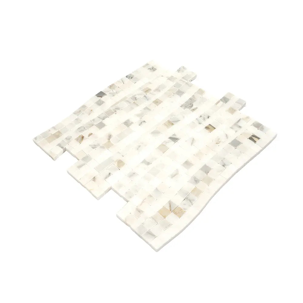 Calacatta Gold Waterfall Marble Mosaic Tile | Tile Club