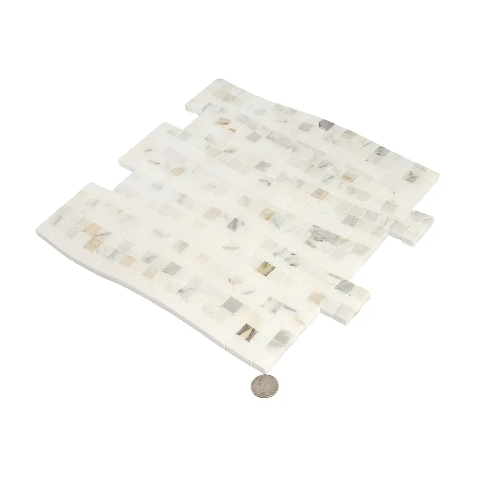 Calacatta Gold Waterfall Marble Mosaic Tile | Tile Club