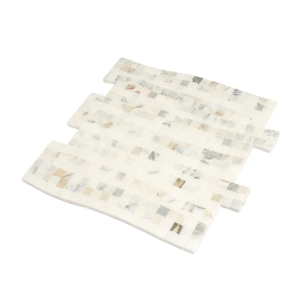 Calacatta Gold Waterfall Marble Mosaic Tile | Tile Club