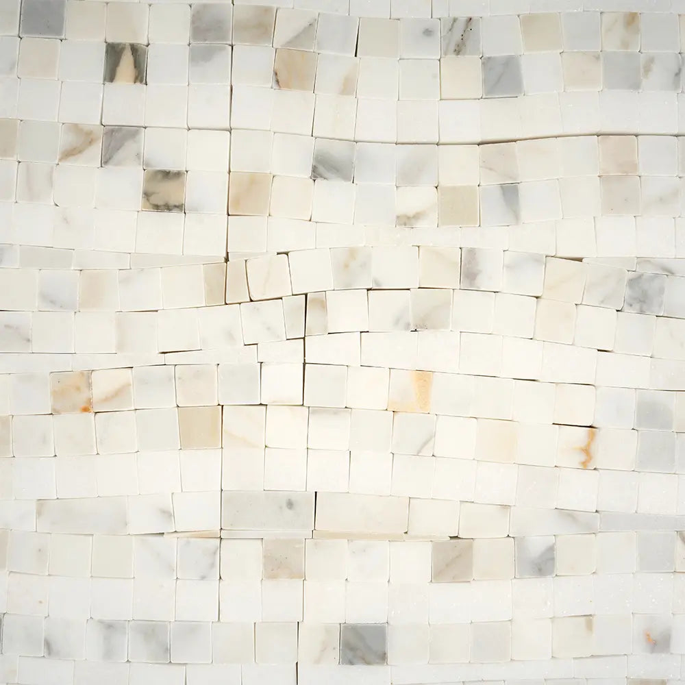 Calacatta Gold Waterfall Marble Mosaic Tile | Tile Club