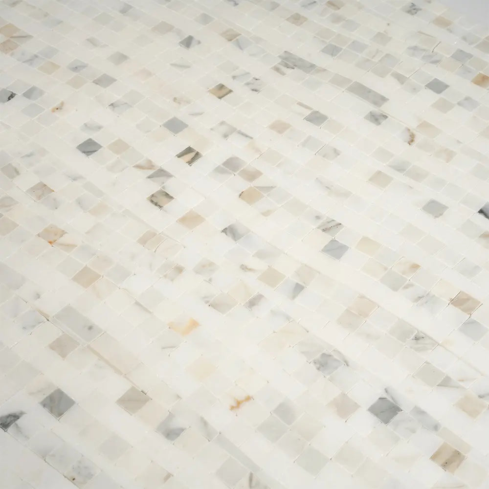 Calacatta Gold Waterfall Marble Mosaic Tile | Tile Club