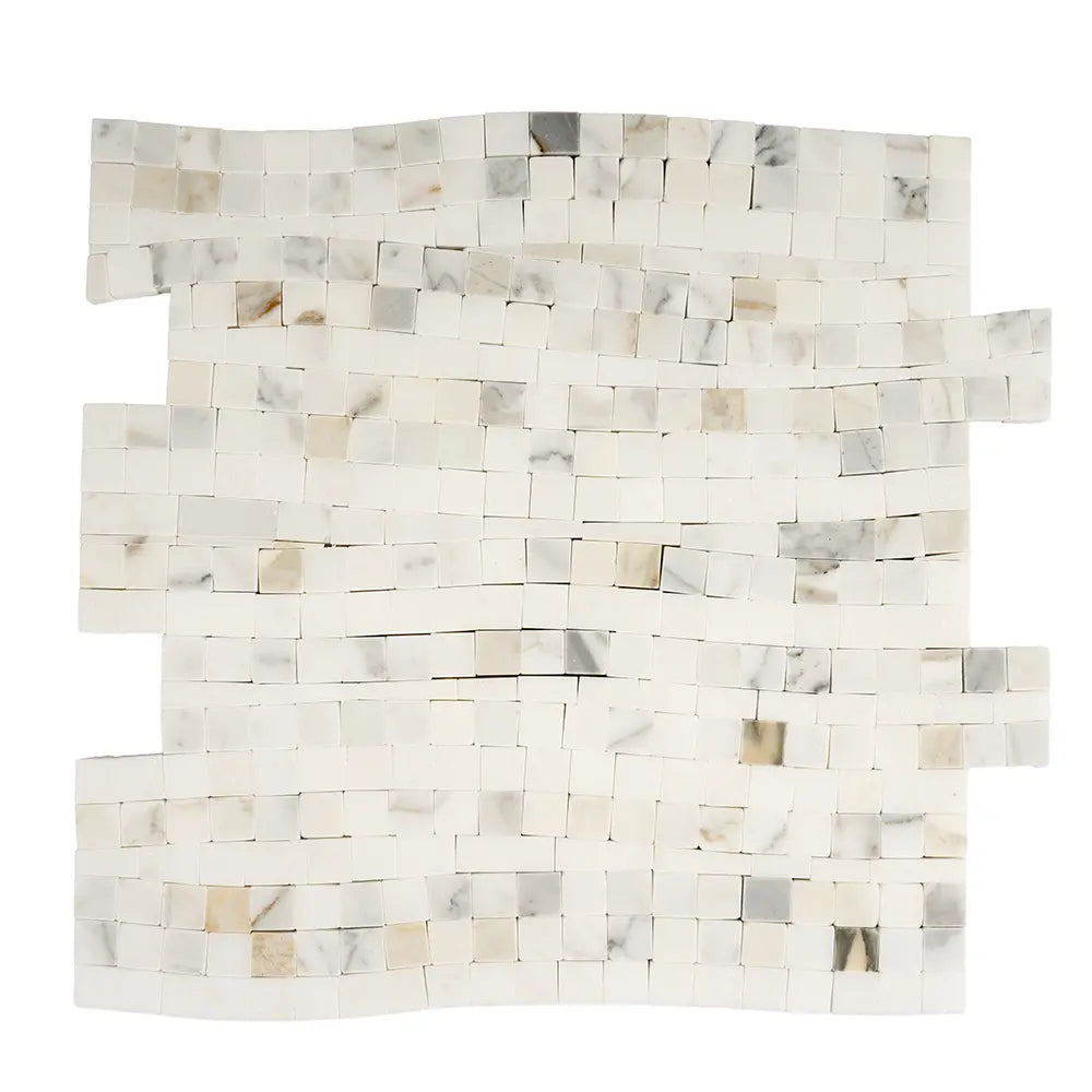 Calacatta Gold Waterfall Marble Mosaic Tile | Tile Club