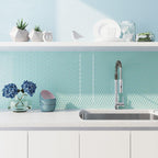 Turquoise Penny Round Glass Tile | Tile Club