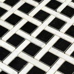 Boulevard Nero Marquina And Carrara Marble Mosaic Tile | Tile Club