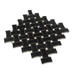 Nero Marquina Curved Basket Weave With White Dots Marble Mosaic Tile | Tile Club