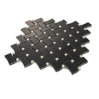 Nero Marquina Curved Basket Weave With White Dots Marble Mosaic Tile | Tile Club