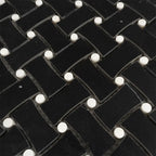 Nero Marquina Curved Basket Weave With White Dots Marble Mosaic Tile | Tile Club
