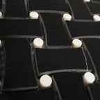 Nero Marquina Curved Basket Weave With White Dots Marble Mosaic Tile | Tile Club
