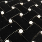 Nero Marquina Curved Basket Weave With White Dots Marble Mosaic Tile | Tile Club