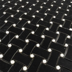 Nero Marquina Curved Basket Weave With White Dots Marble Mosaic Tile | Tile Club