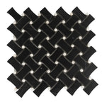 Nero Marquina Curved Basket Weave With White Dots Marble Mosaic Tile | Tile Club