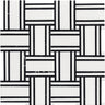 Inversa White and Black Large Basket Weave Mosaic Tile