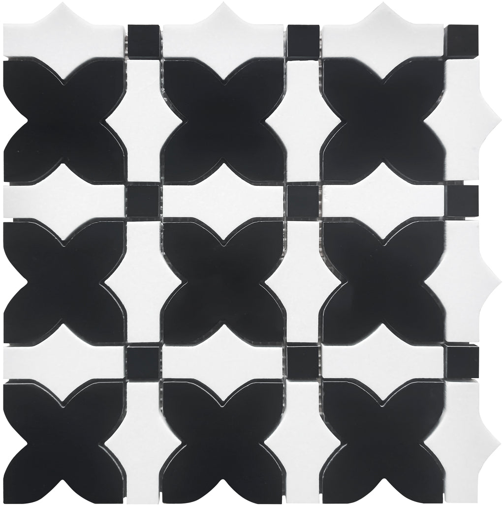 Black and White Marble Stars Mosaic Tile | Tile Club
