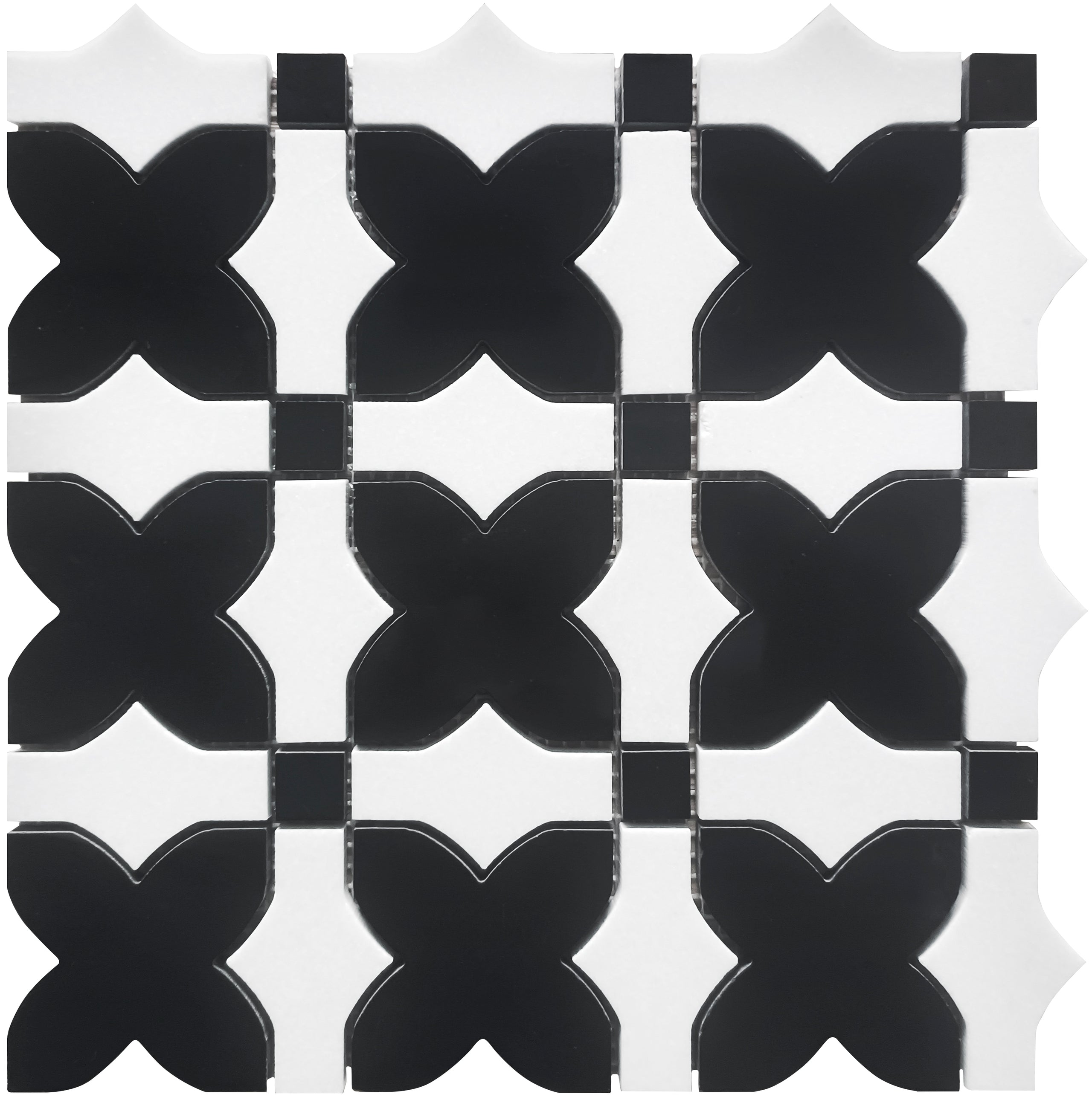 Black and White Marble Stars Mosaic Tile | Tile Club